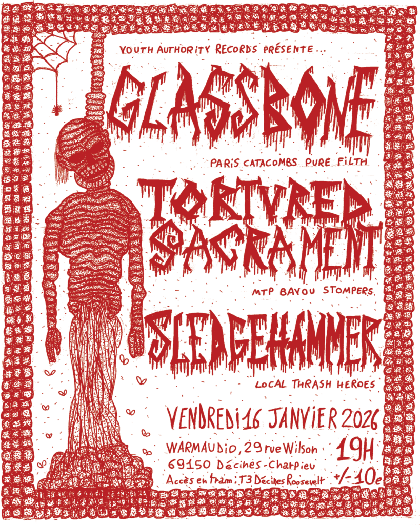 Glassbone / Tortured Sacrament et Sledge Hammer le 16 janvier !